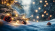 © mahamad - A winter-themed background adorned with Christmas decorations.