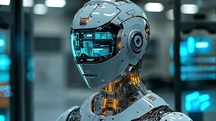Poster - Advanced humanoid robot displays intricate technology in a futuristic setting