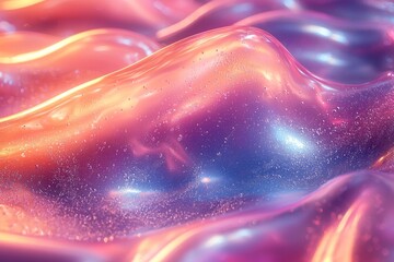 Aufkleber - A glossy, flowing liquid background in shades of purple, featuring curved waves and vibrant foil-like colors.