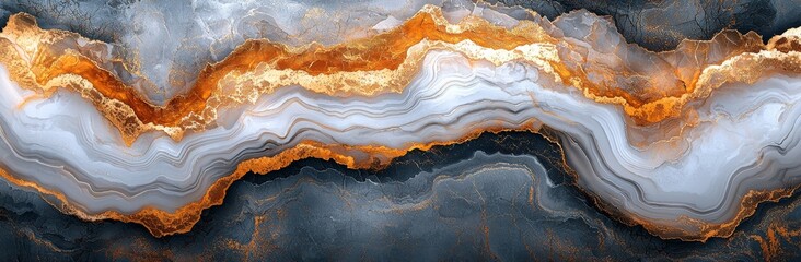 Poster - Seamless marble gold texture background. Sticky abstract marbling pattern for fabric, tile, interior design, or gift wrapping. Realistic business or wedding card cover. Digital AI art.