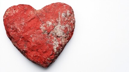 Wall Mural - Red heart-shaped stone on white background. (2)