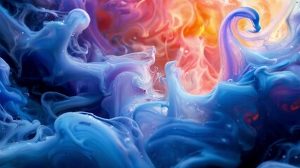 Fototapete - Bold colors swirl in a mesmerizing display, capturing a blend of blue and orange hues that evoke movement and energy. The artwork creates a captivating visual experience.