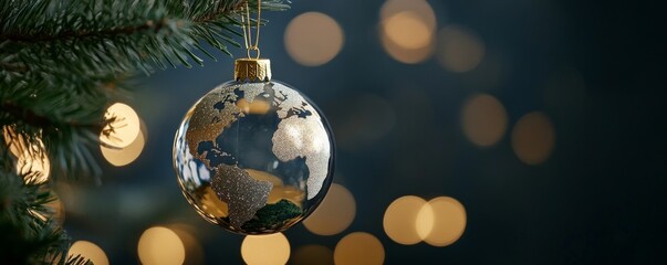 Wall Mural - A Christmas tree ornament in the shape of planet Earth.