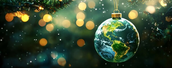 Wall Mural - A Christmas tree ornament in the shape of planet Earth.