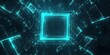 © Stockberry - Futuristic glowing neon square frame in electric cyan with smooth gradients, on a deep black background
