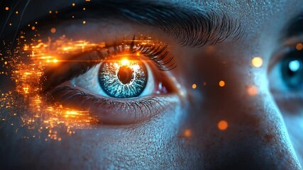 Leinwandbilder - Stunning close-up of a human eye with vibrant digital effects showcasing advanced technology