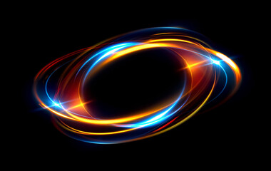 Wall Mural - Glow swirl light effect. Circular lens flare. Abstract rotational lines. Power energy element. Luminous sci-fi. Shining neon lights. Magic arena. Swirl trail effect. Glint scene. Dynamic ellipse.
