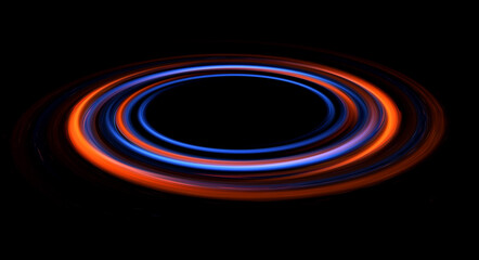 Wall Mural - Glow swirl light effect. Circular lens flare. Abstract rotational lines. Power energy element. Luminous sci-fi. Shining neon lights. Magic arena. Swirl trail effect. Glint scene. Dynamic ellipse.