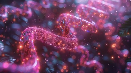 Poster - A vibrant, abstract representation of intertwined structures resembling DNA or molecular chains.