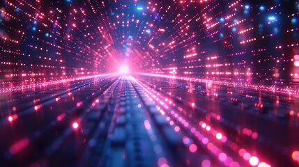 Poster - A vibrant, futuristic digital landscape with glowing particles and a sense of depth.