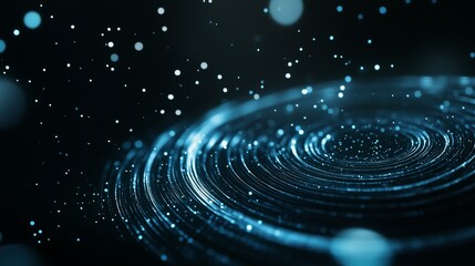 Poster - Dynamic water ripple effect with sparkling droplets captured in a dark setting enhancing the visual depth