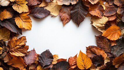 Wall Mural - colorful autumn leaves create a natural frame for seasonal beauty