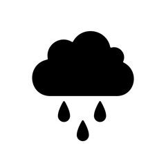 Wall Mural - rain cloud black icon. stylized glyph isolated on white background.
