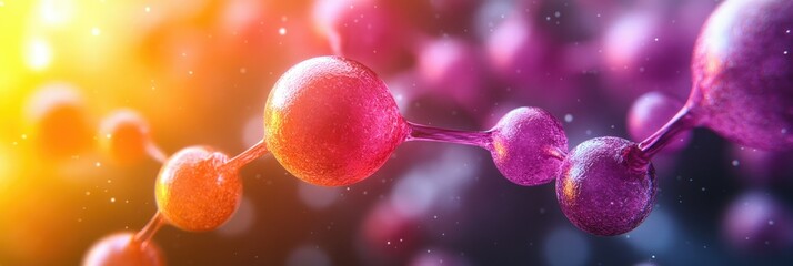 Poster - Abstract representation of molecular structures with vibrant colors and glowing effects.