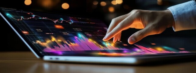 Poster - This smartphone data shows the progress of business and financial and investment data, the network and customer growth graphs, business planning and strategy meetings with the team developing the