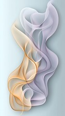Poster - Soft edges and smooth shapes create a vibrant composition with flowing lines in light blue, orange, and pink hues, exuding modern elegance
