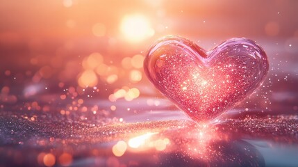 Poster - Shimmering Heart Decoration with Glitter on a Soft Background