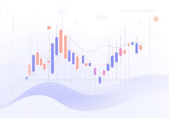 Poster - An illustration of a business candlestick graph chart with stock market investment trading on a white background. A bullish point shows a strong pattern.