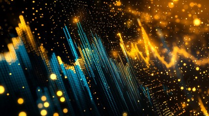 Poster - The global gold business investment market includes stock currency on a background of economic growth charts. With a financial profit diagram or golden graph, the chart shows the price of gold global