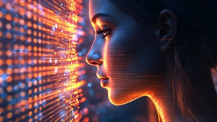Leinwandbilder - Stunning AI-generated portrait of a woman with vibrant, glowing background in 4K resolution