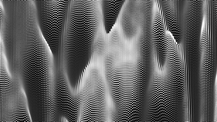 Poster - Point wave vertical threads texture. Abstract dot background. Technological cyberspace background.