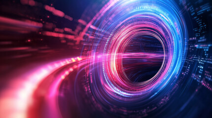 Poster - Colorful abstract representation of a swirling vortex in a digital space environment