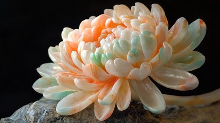 Poster - A beautifully carved flower sculpture resembling a lotus, showcasing intricate details and colors.
