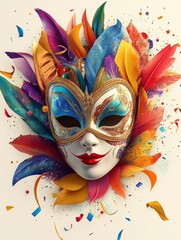 Wall Mural - Carnival Venice preparations, mask and carnival attributes background, Poster design, realistic, HD, copy space