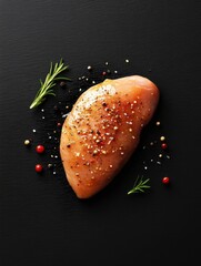 Wall Mural - chicken breast steak, cooking, protein background, poster design, realistic, hd, copy space