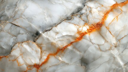 Poster - A close-up of a marble-like stone featuring intricate patterns and orange veins.