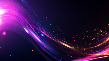 Poster - vibrant abstract swirl of colors with dynamic light effects in a dark background