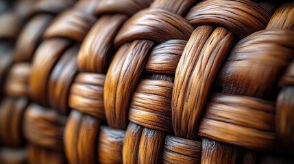 Poster - A close-up of intricately woven brown material, showcasing texture and craftsmanship.