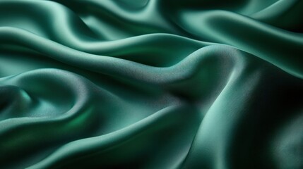 Poster - A close-up of smooth, flowing teal fabric creating an elegant, luxurious texture.