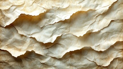 Poster - A close-up view of crumpled paper with textured layers and warm tones.