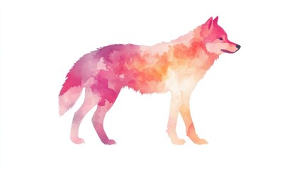 Poster - A colorful watercolor illustration of a wolf, showcasing artistic expression and nature.