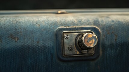 Canvas Print - Rusty Metal Switch on an Old Car Door Panel in Soft Lighting