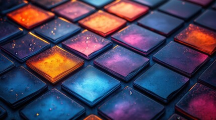 Poster - Colorful Abstract Tiles with Light Reflections