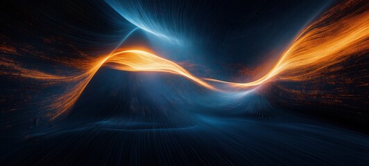 Poster - Abstract Light Waves in a Dark Background with Dynamic Flowing Colors