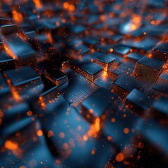 Poster - Digital Abstract Art of Glowing Circuit Board
