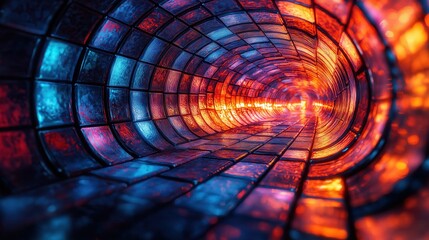 Poster - Vibrant Abstract Light Patterns in a Tunnel