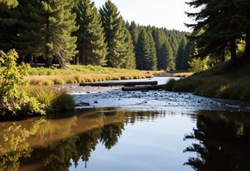 Wall Mural - lake in the woods