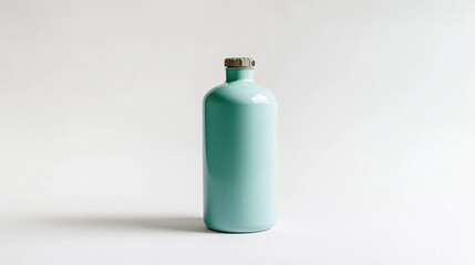 Poster - Elegant Pastel Blue Bottle on Light Background for Stylish Decor