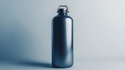 Poster - Elegant Black Water Bottle with Metallic Shine and Simple Design