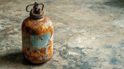Poster - Aged Vintage Gas Cylinder with Rust and Faded Blue Paint