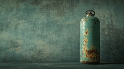 Canvas Print - Rusty Vintage Gas Cylinder Against Grunge Textured Background