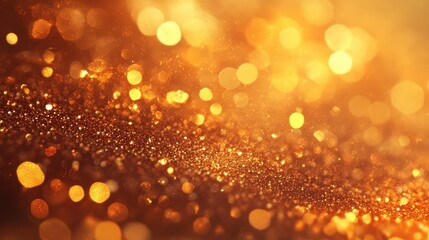 Poster - Shimmering Golden Bokeh Background with Sparkling Light Effects