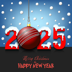 Wall Mural - Happy New Year 2025 and cricket ball