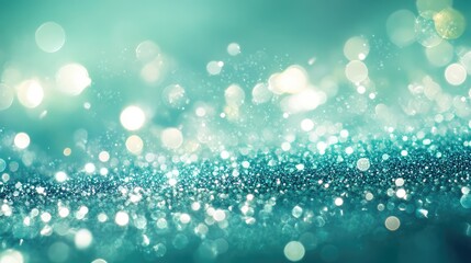 Poster - Sparkling Blue Background with Bokeh Effect and Glitter Particles