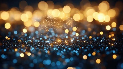 Poster - Enchanting Abstract Background with Blue and Gold Bokeh Lights