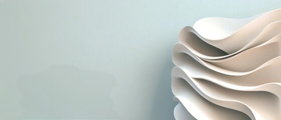 Poster - Textured white waves create an elegant look in a minimalist setting with soft hues